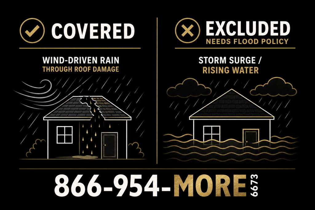 Difference between covered wind damage and excluded flood damage in Florida